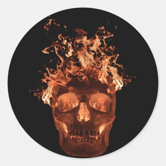Orange Flaming Skull Stickers (Vorderseite)