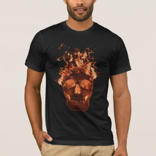 Orange Flaming Skull T - Shirt