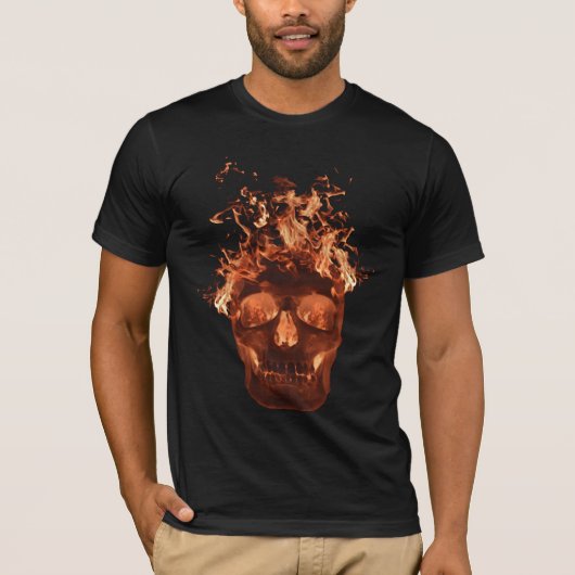 Orange Flaming Skull T - Shirt (Vorderseite)