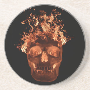 Orange Flaming Skull Untersetzer