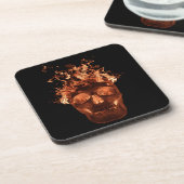 Orange Flaming Skull Untersetzer (Linke Seite)