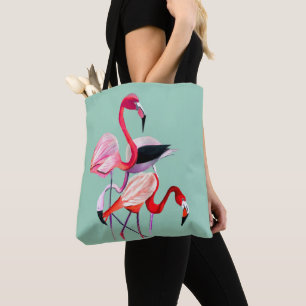 Orange Flamingo Aquarell Vogelart Tasche