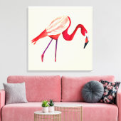 Orange Flamingo Aquarellvogel Kunst Leinwanddruck (Insitu (Wohnzimmer))