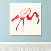 Orange Flamingo Aquarellvogel Kunst Leinwanddruck (Insitu (Holzboden))