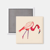 Orange Flamingo Aquarellvogel Kunst Magnet (Vorderseite/Rückseite)