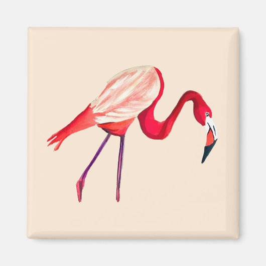 Orange Flamingo Aquarellvogel Kunst Magnet (Vorne)