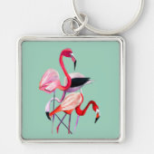 Orange Flamingo Aquarellvogel Kunst Schlüsselanhänger (Vorne)