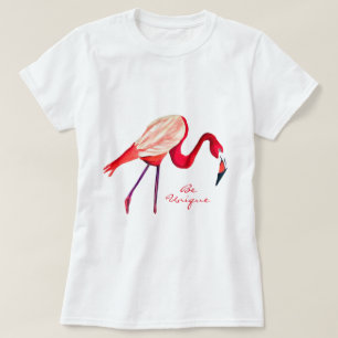 Orange Flamingo Aquarellvogel Kunst T-Shirt