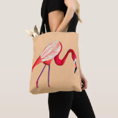 Orange Flamingo Aquarellvogel Kunst Tasche (Von Nahem)