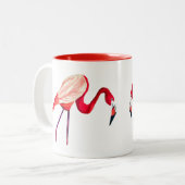 Orange Flamingo Aquarellvogel Kunst Zweifarbige Tasse (Vorderseite Links)
