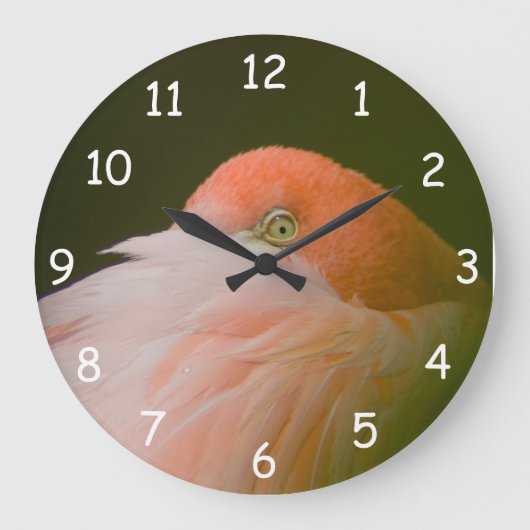 Orange Flamingo Eye Große Wanduhr (Vorderseite)
