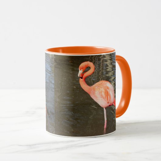 Orange Flamingo Foto Tasse (VorderseiteRechts)