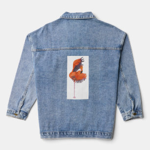 Orange Flamingo in Dance Pose Jeansjacke