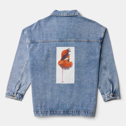 Orange Flamingo in Dance Pose Jeansjacke (Rückseite)