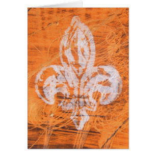 Orange Fleur-de-lis Mixed Media