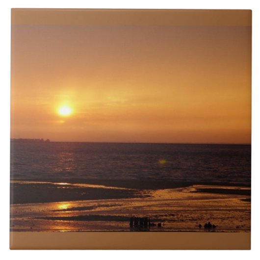 Orange Fliese Sonnenuntergang des Ozeans (Vorderseite)