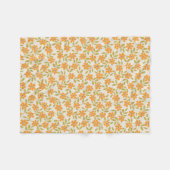 Orange Floral 70er Retro Fleecedecke (Vorderseite (Horizontal))