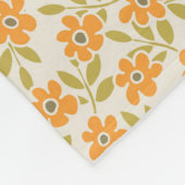 Orange Floral 70er Retro Fleecedecke (Ecke)