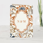 Orange Floral All in One Anand Karaj Sikh Wedding Einladung (Rückseite)