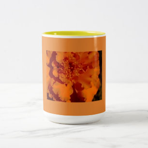 Orange Floral Bloom Zweifarbige Tasse