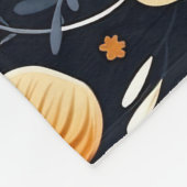 Orange Floral Boho Herbst Schwarz Fleecedecke (Ecke)