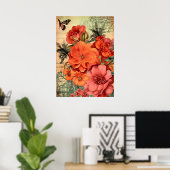 Orange Floral Botanical Poster (Heimbüro)