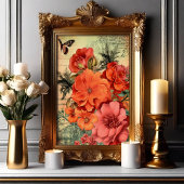 Orange Floral Botanical Poster