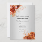 ORANGE FLORAL BOUQUET ELEGANT JEDEN ANLASS SILVER EINLADUNG (Vorderseite)