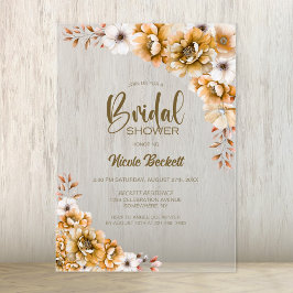 Orange Floral Brautparty Acryleinladungen