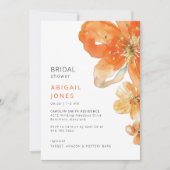 Orange Floral Brautparty Einladung (Vorderseite)