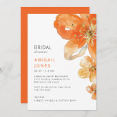 Orange Floral Brautparty Einladung (Vorne/Hinten)