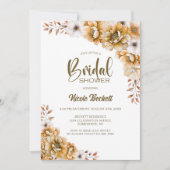 Orange Floral Brautparty Einladung (Vorderseite)