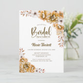 Orange Floral Brautparty Einladung (Stehend Vorderseite)