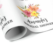 Orange Floral Brautparty Geschenkpapier (Rolleneckpunkt)