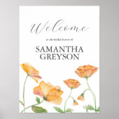 Orange Floral Brautparty Welcome Poster (Vorne)
