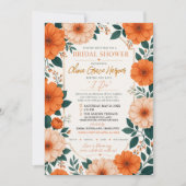 Orange Floral Bride To Be Party Invite Einladung (Vorderseite)