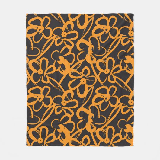 Orange Floral brush strokes seamless pattern backg Fleecedecke (Vorderseite)
