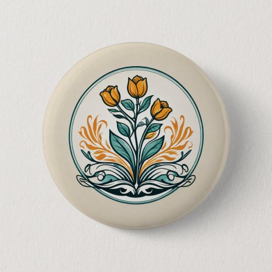 Orange Floral Button (Vorderseite)