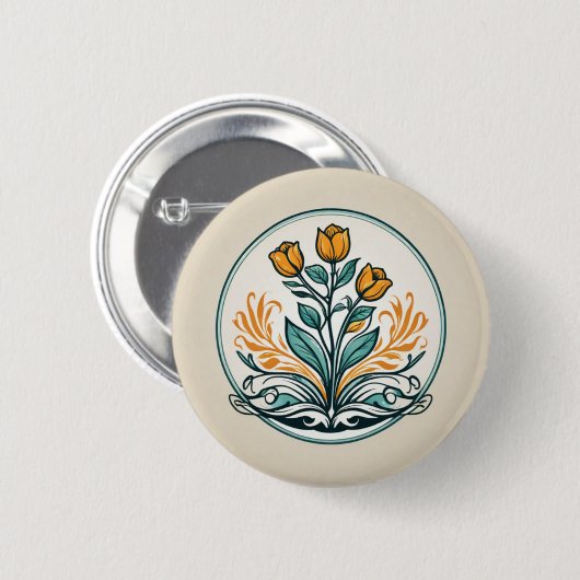 Orange Floral Button (Vorne & Hinten)