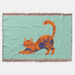 Orange Floral Cat Decke