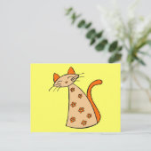Orange Floral Cat Postkarte (Stehend Vorderseite)