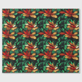 Orange Floral Christmas Pattern Geschenkpapier (Flach)