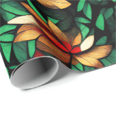 Orange Floral Christmas Pattern Geschenkpapier (Rolleneckpunkt)