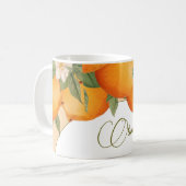 Orange Floral Citrus Modernes Personal Business Kaffeetasse (Vorderseite Links)