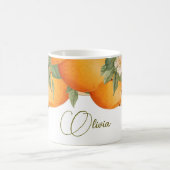 Orange Floral Citrus Modernes Personal Business Kaffeetasse (Mittel)
