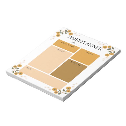 Orange Floral Daily Planer Notepad Notizblock (Rotiert)