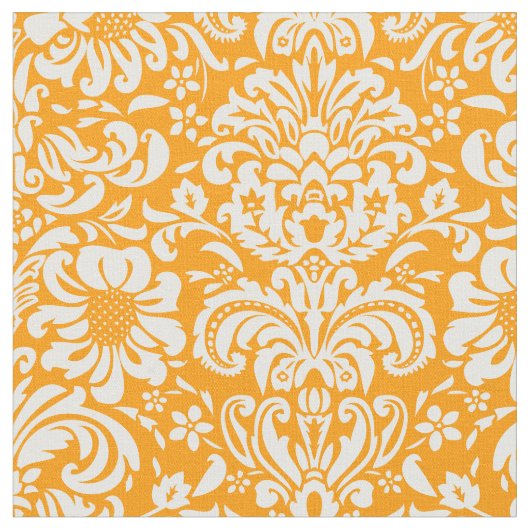 Orange Floral Damask Stoff (Nahaufnahme)