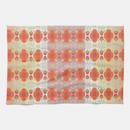Orange Floral Designer Geschirrtuch (Horizontal)