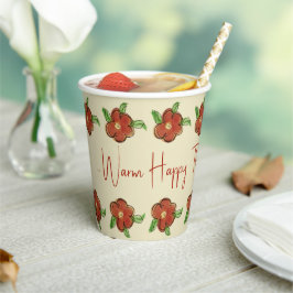 Orange Floral Designer Pappbecher