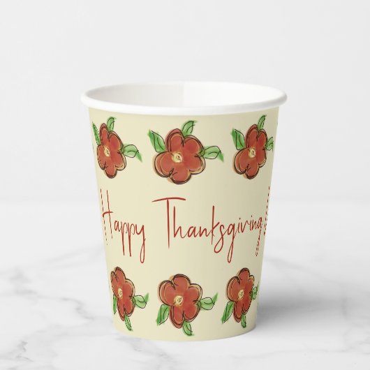 Orange Floral Designer Pappbecher (Links)